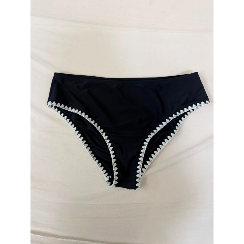 Cupshe Black‎ Scalloped Crochet Trim Bikini Bottoms Womens Large DAA12D5B036AA